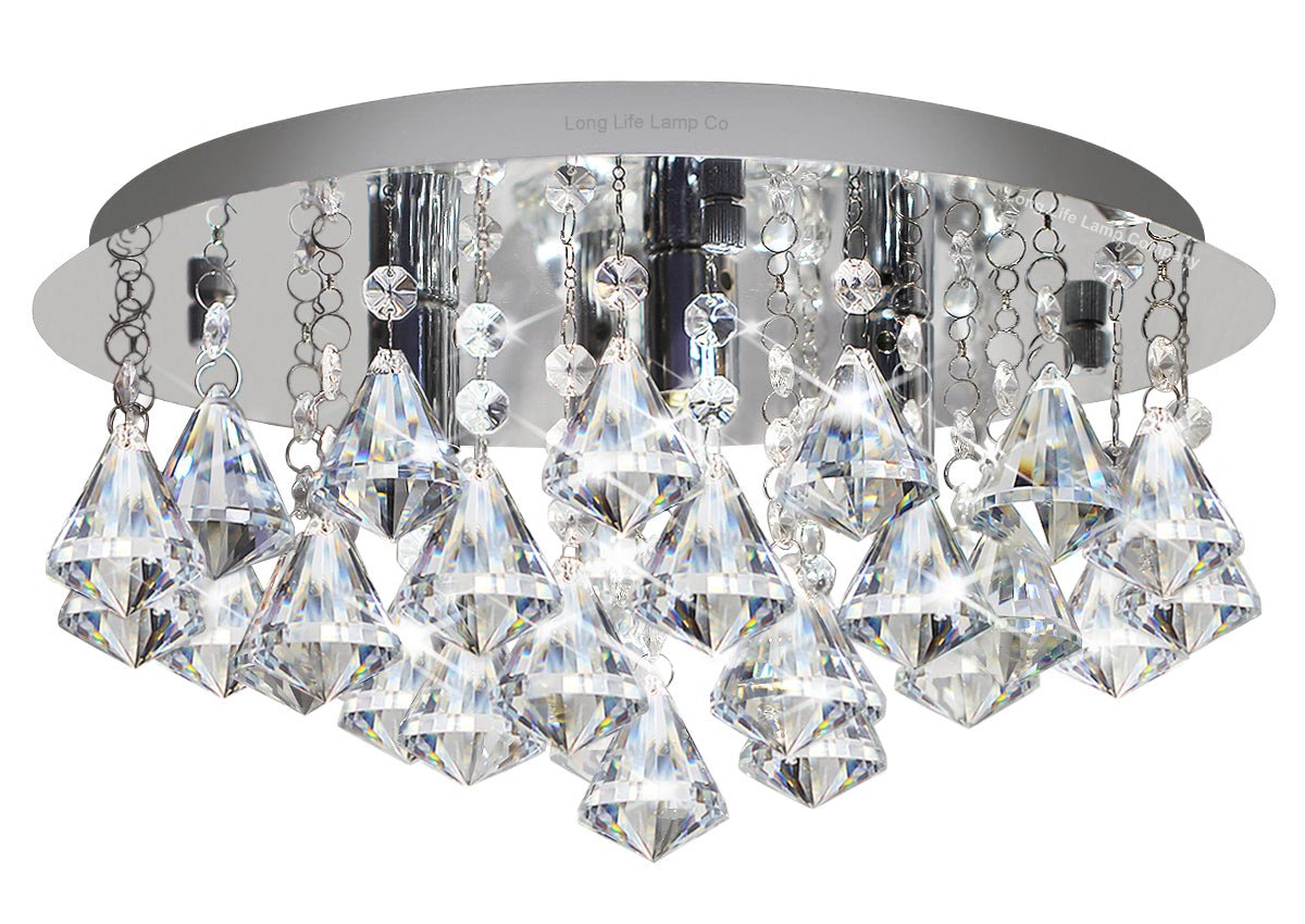 Modern Round Chandelier Ceiling Light Crystal Rain Droplet Reflective Silver Base - Energy Light Bulbs - Free delivery on all orders