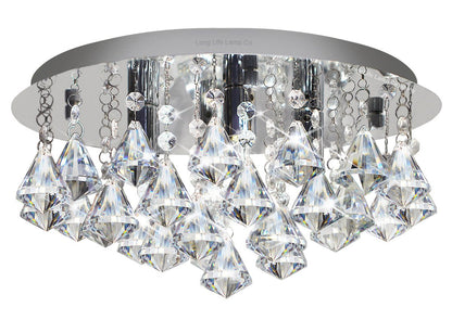 Modern Round Chandelier Ceiling Light Crystal Rain Droplet Reflective Silver Base - Energy Light Bulbs - Free delivery on all orders
