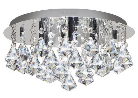 Modern Round Chandelier Ceiling Light Crystal Rain Droplet Reflective Silver Base - Energy Light Bulbs - Free delivery on all orders