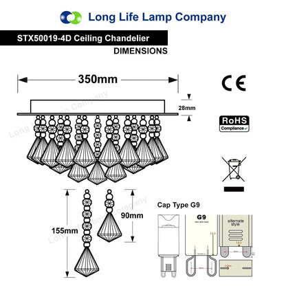 Modern Round Chandelier Ceiling Light Crystal Rain Droplet Reflective Silver Base - Energy Light Bulbs - Free delivery on all orders