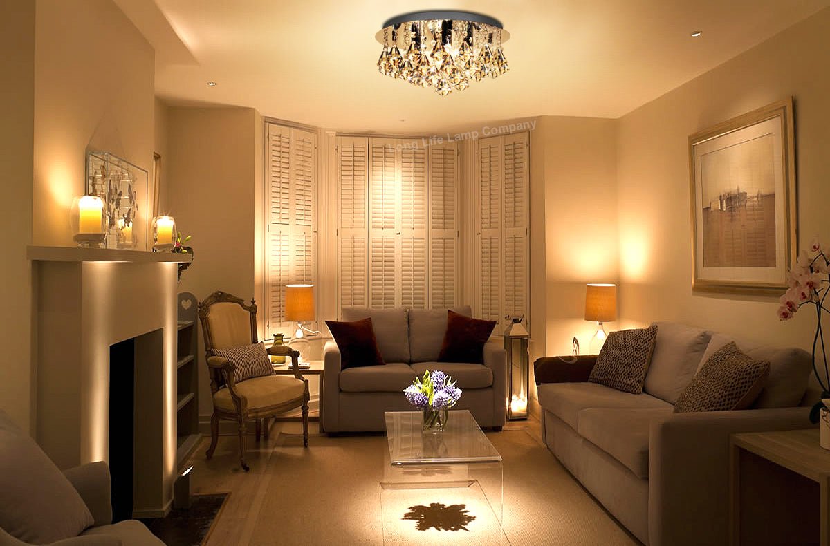 Modern Round Chandelier Ceiling Light Crystal Rain Droplet Reflective Silver Base - Energy Light Bulbs - Free delivery on all orders