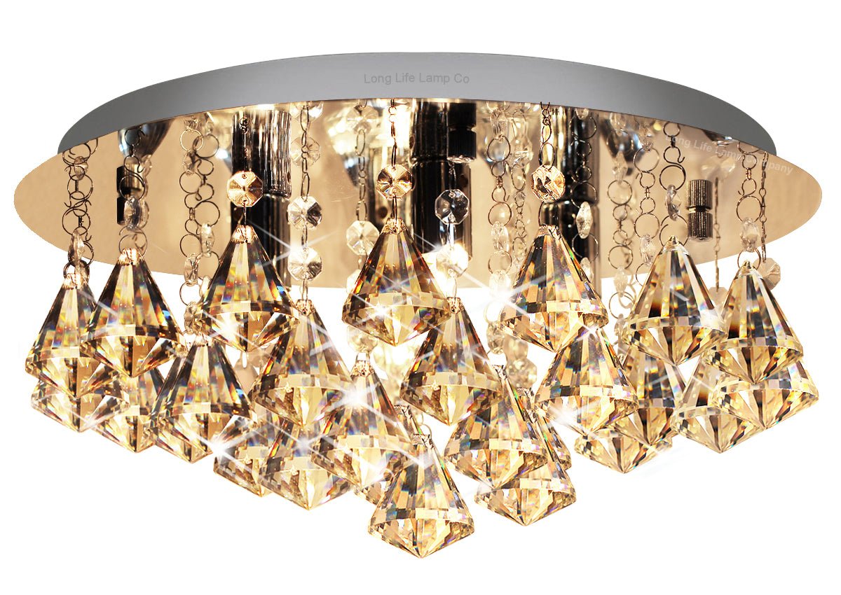 Modern Round Chandelier Ceiling Light Crystal Rain Droplet Reflective Silver Base - Energy Light Bulbs - Free delivery on all orders