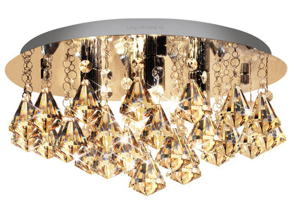 Modern Round Chandelier Ceiling Light Crystal Rain Droplet Reflective Silver Base - Energy Light Bulbs - Free delivery on all orders
