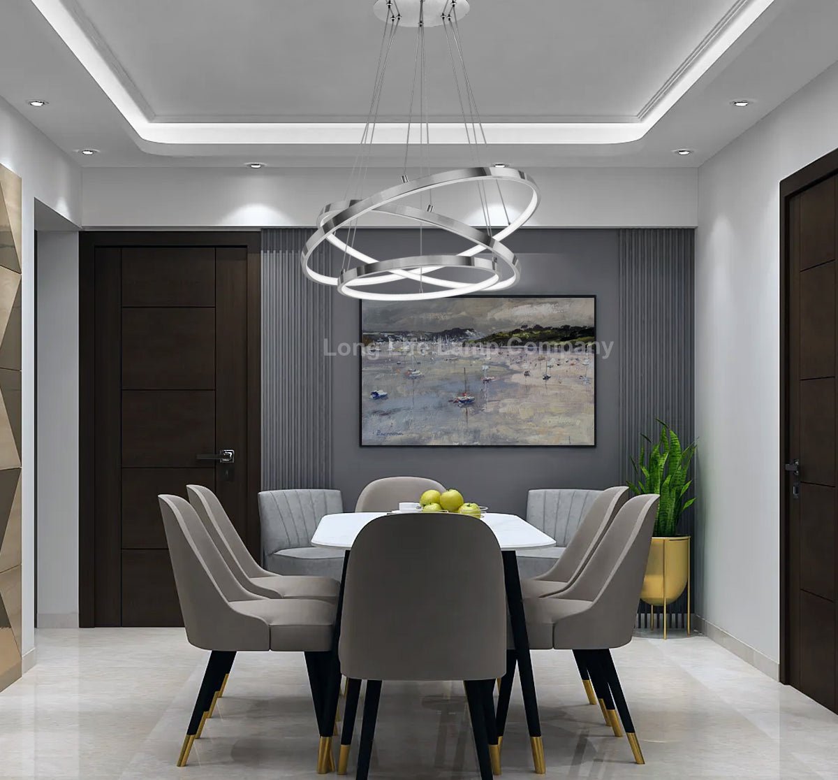 Modern Round Chandelier LED 3 Ring Ceiling Pendant Light Cool White - Energy Light Bulbs - Free delivery on all orders