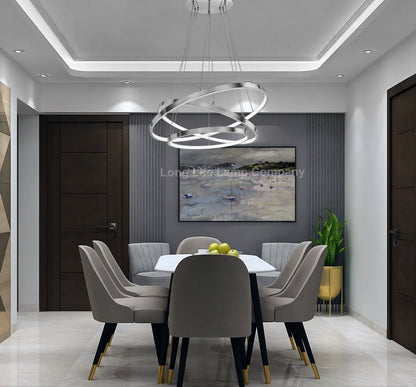 Modern Round Chandelier LED 3 Ring Ceiling Pendant Light Cool White - Energy Light Bulbs - Free delivery on all orders