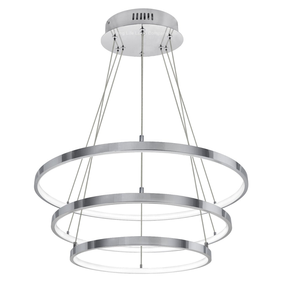 Modern Round Chandelier LED 3 Ring Ceiling Pendant Light Cool White - Energy Light Bulbs - Free delivery on all orders