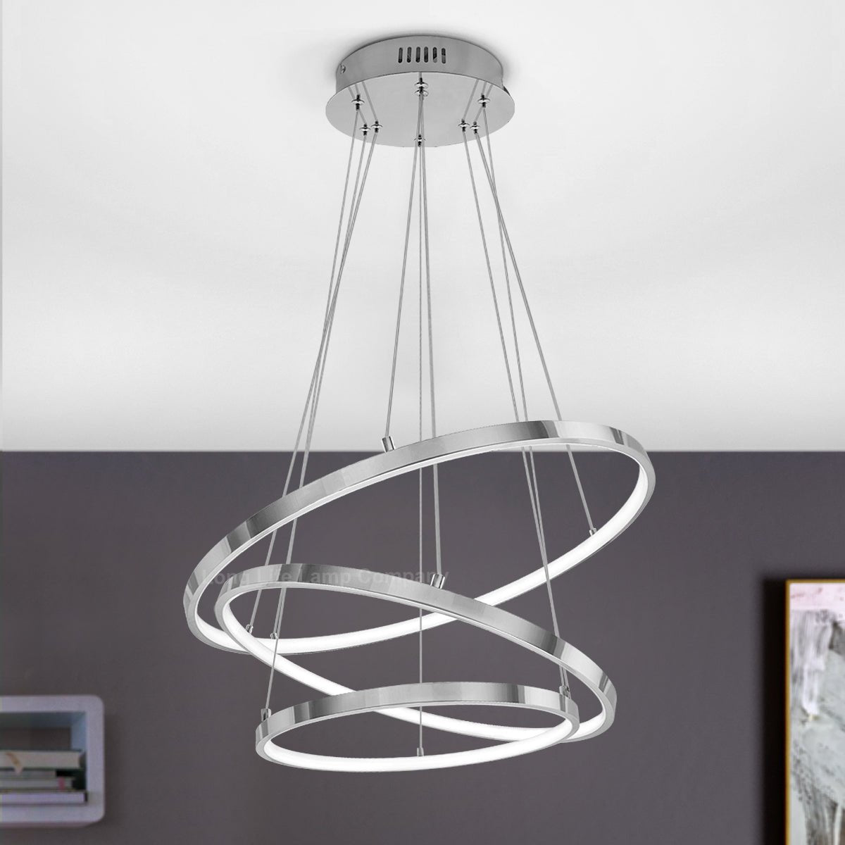 Modern Round Chandelier LED 3 Ring Ceiling Pendant Light Cool White - Energy Light Bulbs - Free delivery on all orders