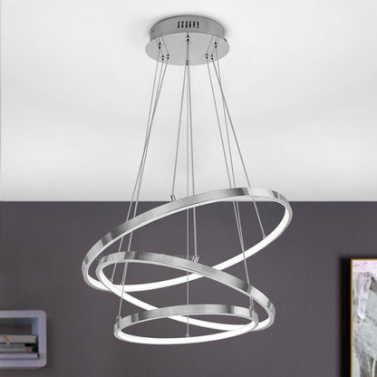 Modern Round Chandelier LED 3 Ring Ceiling Pendant Light Cool White - Energy Light Bulbs - Free delivery on all orders