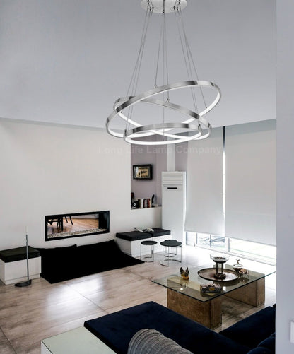 Modern Round Chandelier LED 3 Ring Ceiling Pendant Light Cool White - Energy Light Bulbs - Free delivery on all orders