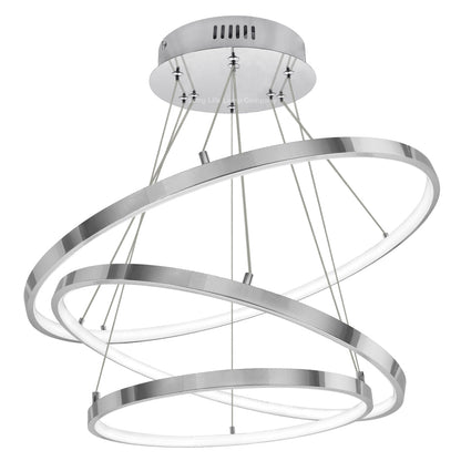 Modern Round Chandelier LED 3 Ring Ceiling Pendant Light Cool White - Energy Light Bulbs - Free delivery on all orders