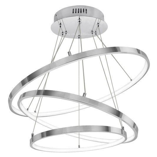 Modern Round Chandelier LED 3 Ring Ceiling Pendant Light Cool White - Energy Light Bulbs - Free delivery on all orders