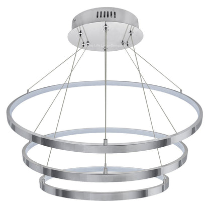 Modern Round Chandelier LED 3 Ring Ceiling Pendant Light Cool White - Energy Light Bulbs - Free delivery on all orders