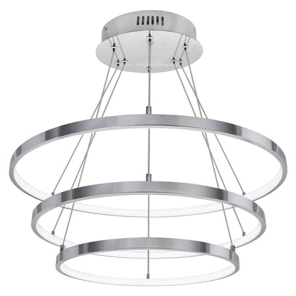 Modern Round Chandelier LED 3 Ring Ceiling Pendant Light Cool White - Energy Light Bulbs - Free delivery on all orders