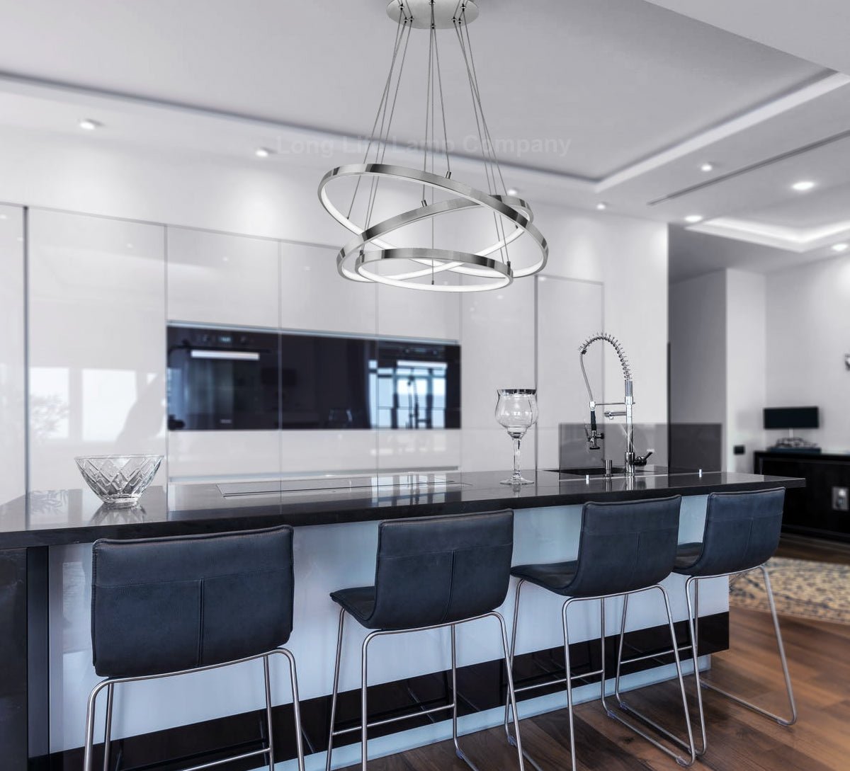 Modern Round Chandelier LED 3 Ring Ceiling Pendant Light Cool White - Energy Light Bulbs - Free delivery on all orders