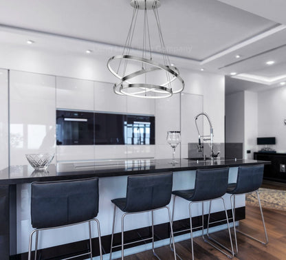 Modern Round Chandelier LED 3 Ring Ceiling Pendant Light Cool White - Energy Light Bulbs - Free delivery on all orders