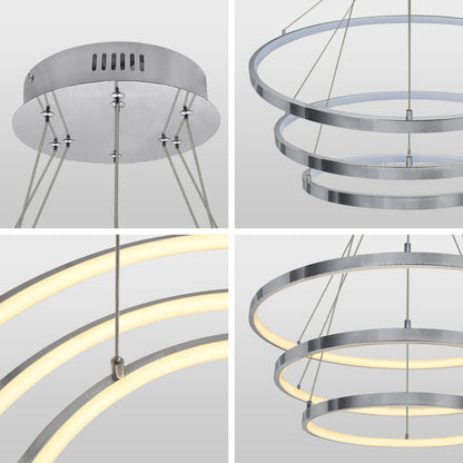 Modern Round Chandelier LED 3 Ring Ceiling Pendant Light Warm White - Energy Light Bulbs - Free delivery on all orders