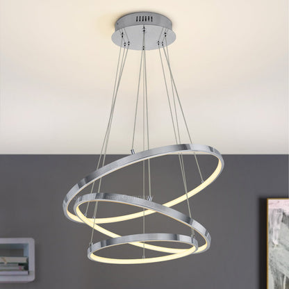Modern Round Chandelier LED 3 Ring Ceiling Pendant Light Warm White - Energy Light Bulbs - Free delivery on all orders