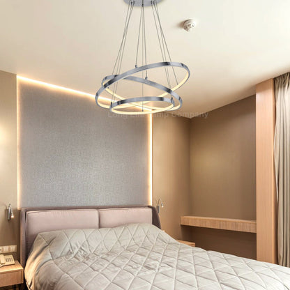 Modern Round Chandelier LED 3 Ring Ceiling Pendant Light Warm White - Energy Light Bulbs - Free delivery on all orders