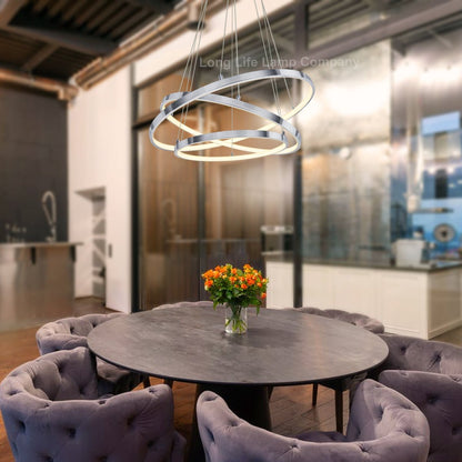 Modern Round Chandelier LED 3 Ring Ceiling Pendant Light Warm White - Energy Light Bulbs - Free delivery on all orders