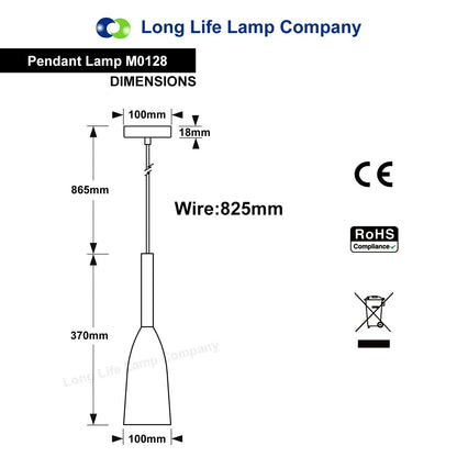 Modern Scone Ceiling Pendant Light Black Metal Slim Lampshade Contemporary M0128 with 7w E14 Candle CW - Free delivery on all orders