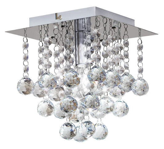 Modern Silver Crystal Droplets Chandelier Ceiling Light Decor Indoor Lamp - Energy Light Bulbs - Free delivery on all orders