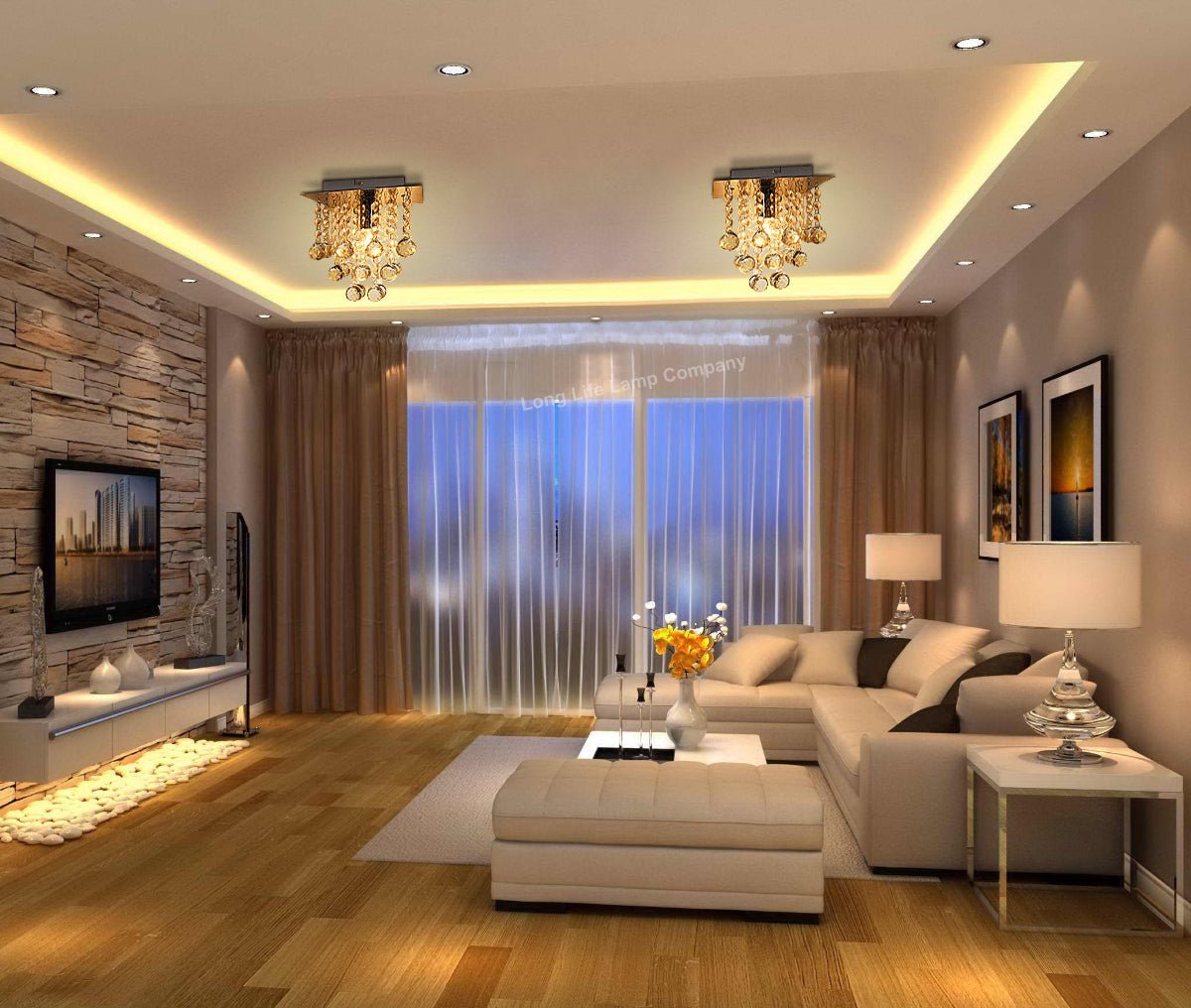 Modern Silver Crystal Droplets Chandelier Ceiling Light Decor Indoor Lamp - Energy Light Bulbs - Free delivery on all orders