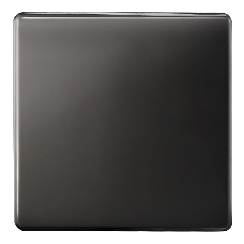 Modern Single Black Nickel Wall Blanking Plate Scewless Finish N401GME - Energy Light Bulbs - Free delivery on all orders