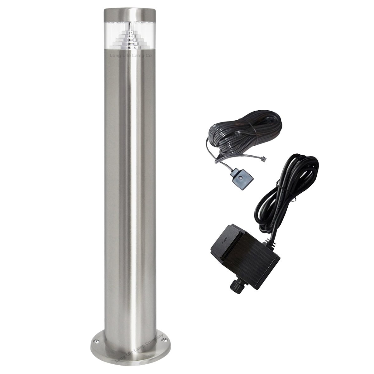 Modern Stainless Steel LED 12 volt Bollard Garden Post Light Set with Transformer - Energy Light Bulbs - Free delivery on all orders