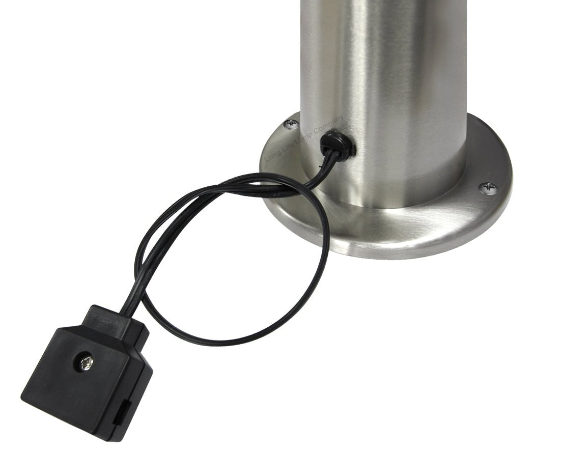 Modern Stainless Steel LED 12 volt Bollard Garden Post Light Set with Transformer - Energy Light Bulbs - Free delivery on all orders