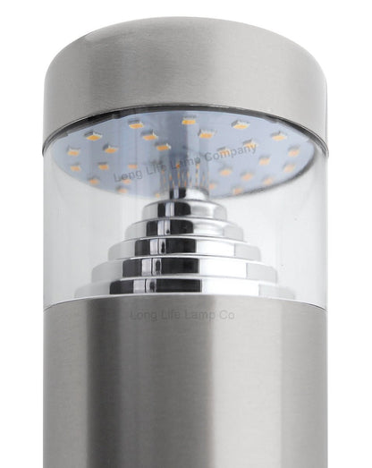 Modern Stainless Steel LED 12 volt Bollard Garden Post Light Set with Transformer - Energy Light Bulbs - Free delivery on all orders
