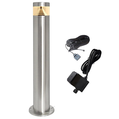 Modern Stainless Steel LED 12 volt Bollard Garden Post Light Set with Transformer - Energy Light Bulbs - Free delivery on all orders