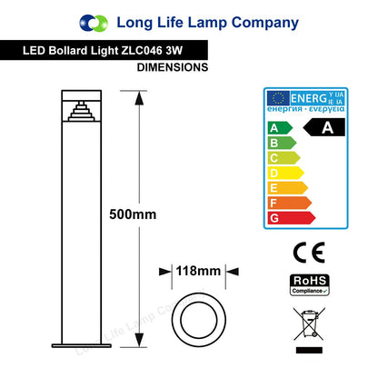 Modern Stainless Steel LED 12 volt Bollard Garden Post Light Set with Transformer - Energy Light Bulbs - Free delivery on all orders