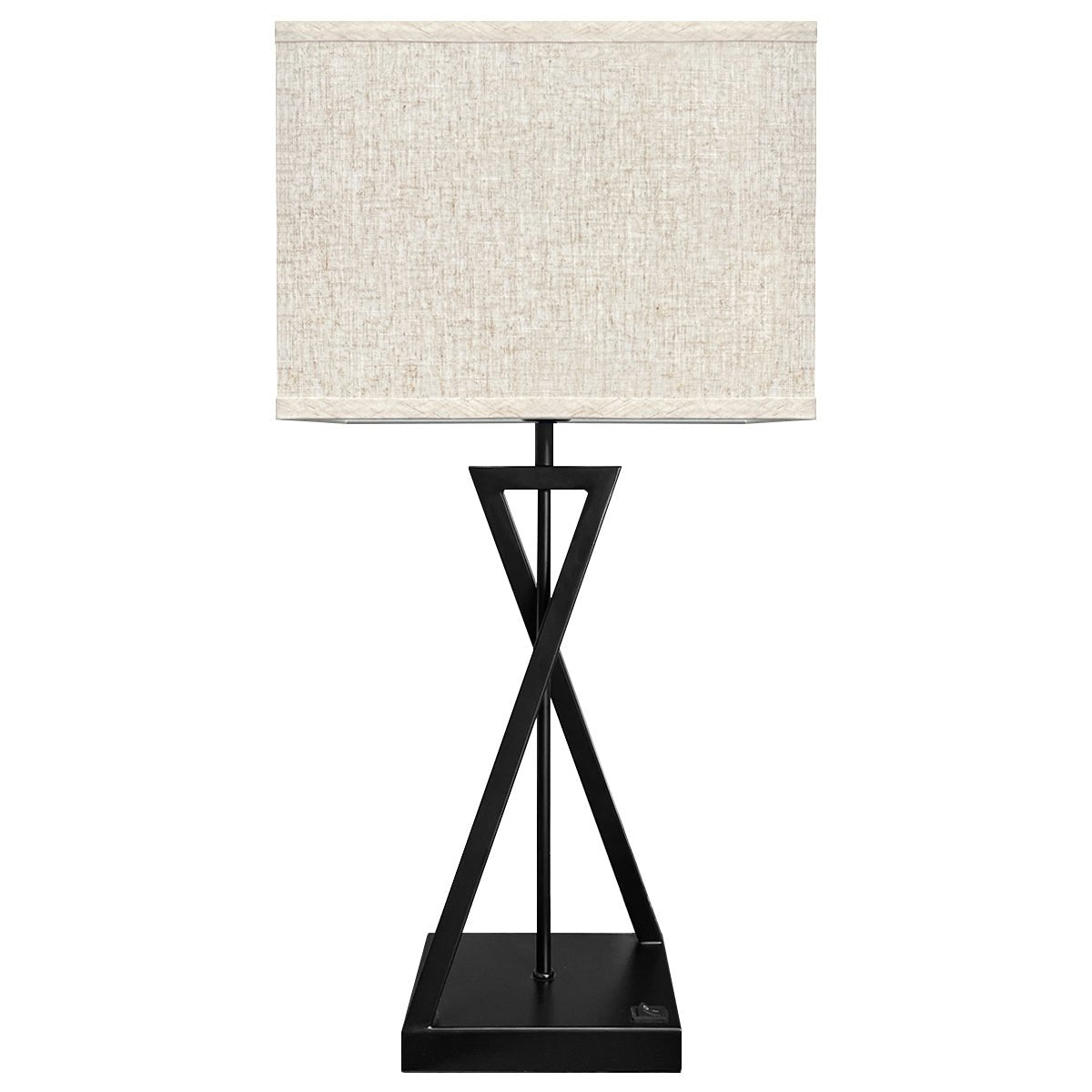Modern Table Lamp Black Metal Tripod Base Linen Fabric Shade - Energy Light Bulbs - Free delivery on all orders