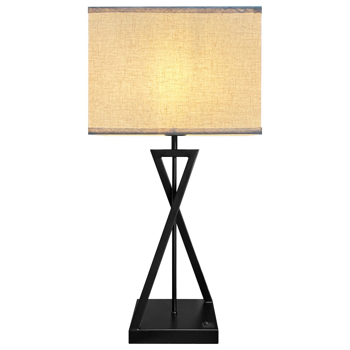 Modern Table Lamp Black Metal Tripod Base Linen Fabric Shade - Energy Light Bulbs - Free delivery on all orders