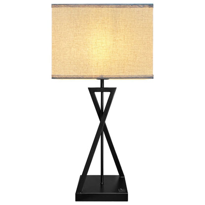 Modern Table Lamp Black Metal Tripod Base Linen Fabric Shade - Energy Light Bulbs - Free delivery on all orders