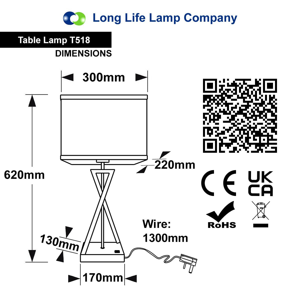 Modern Table Lamp Black Metal Tripod Base Linen Fabric Shade - Energy Light Bulbs - Free delivery on all orders