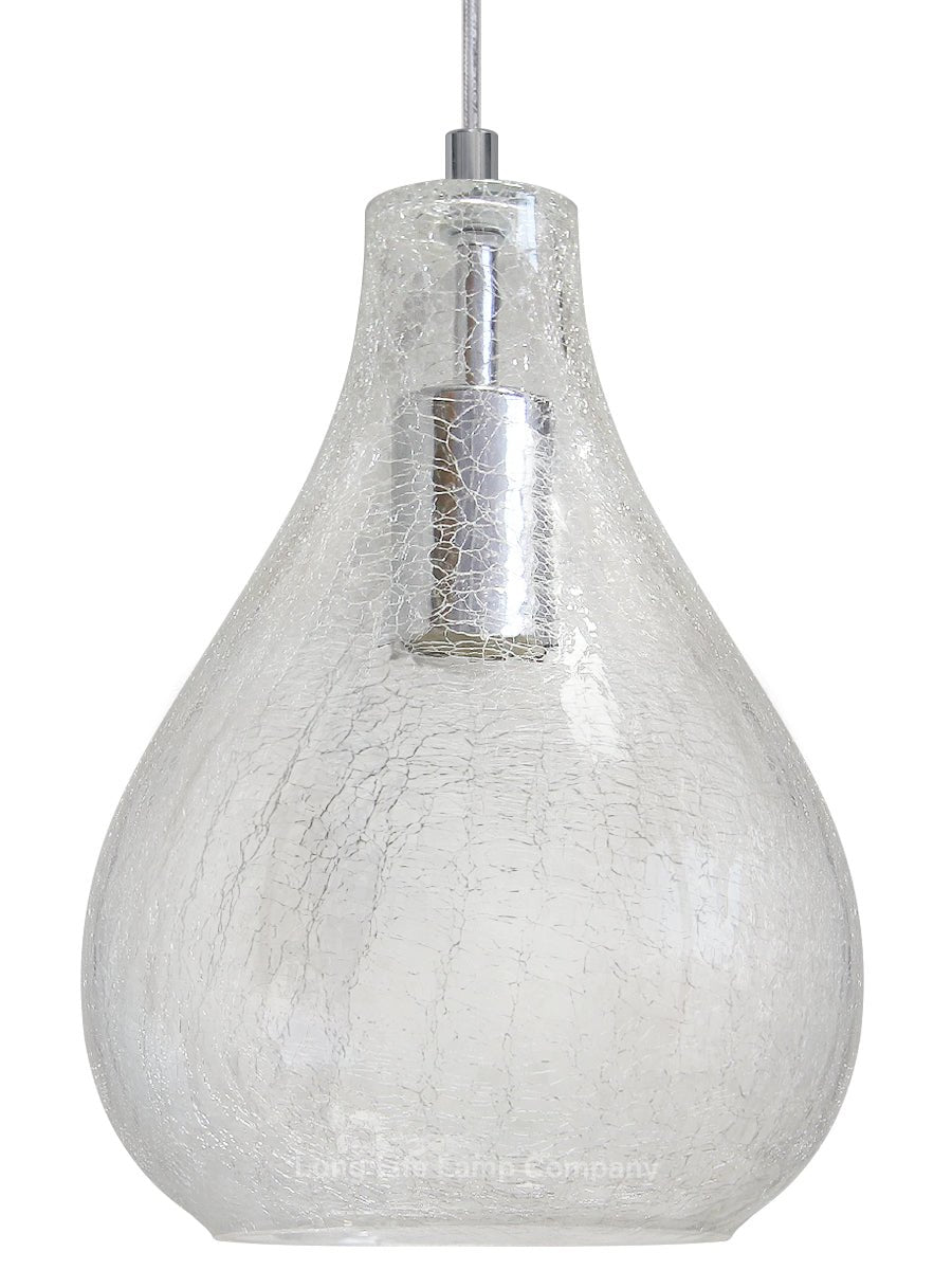 Modern Tear Drop Ceiling Pendant Light Crackled Clear Glass Lamp Shade - Energy Light Bulbs - Free delivery on all orders