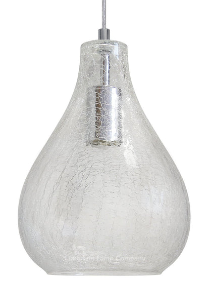 Modern Tear Drop Ceiling Pendant Light Crackled Clear Glass Lamp Shade - Energy Light Bulbs - Free delivery on all orders