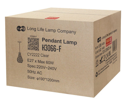 Modern Tear Drop Ceiling Pendant Light Crackled Clear Glass Lamp Shade - Energy Light Bulbs - Free delivery on all orders