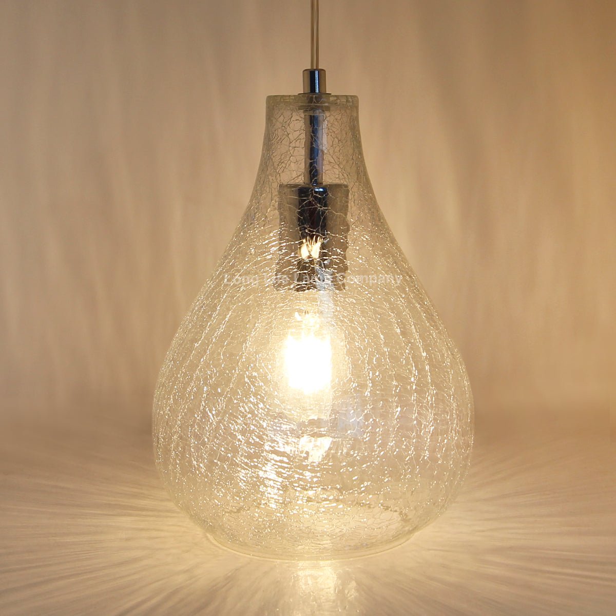 Modern Tear Drop Ceiling Pendant Light Crackled Clear Glass Lamp Shade - Energy Light Bulbs - Free delivery on all orders