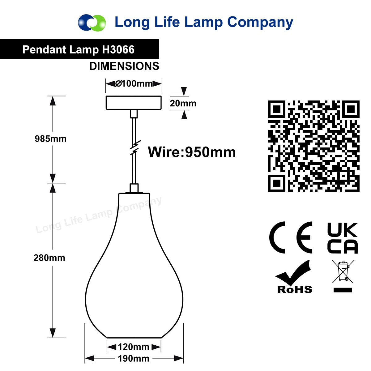 Modern Tear Drop Ceiling Pendant Light Crackled Clear Glass Lamp Shade - Energy Light Bulbs - Free delivery on all orders