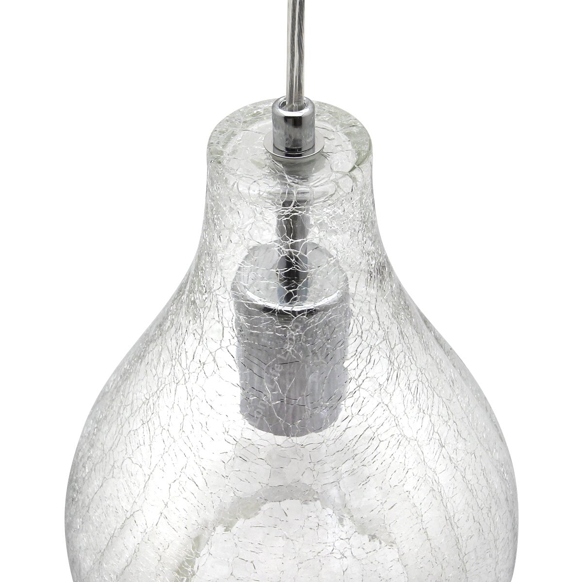 Modern Tear Drop Ceiling Pendant Light Crackled Clear Glass Lamp Shade - Energy Light Bulbs - Free delivery on all orders