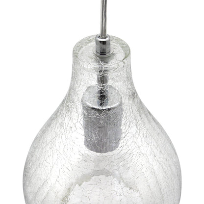 Modern Tear Drop Ceiling Pendant Light Crackled Clear Glass Lamp Shade - Energy Light Bulbs - Free delivery on all orders