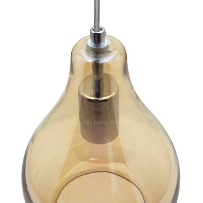 Modern Tear Drop Ceiling Pendant Light Glass Smoked Amber Lamp Shade - Energy Light Bulbs - Free delivery on all orders
