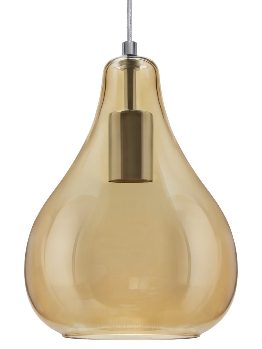 Modern Tear Drop Ceiling Pendant Light Glass Smoked Amber Lamp Shade - Energy Light Bulbs - Free delivery on all orders
