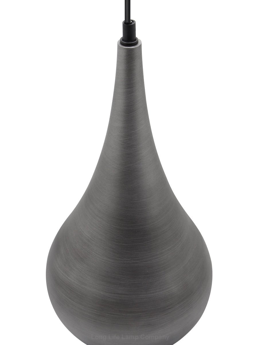 Modern Teardrop Ceiling Pendant Light Grey Pewter Lampshade Retro Brushed Metal - Energy Light Bulbs - Free delivery on all orders