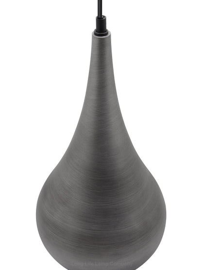 Modern Teardrop Ceiling Pendant Light Grey Pewter Lampshade Retro Brushed Metal - Energy Light Bulbs - Free delivery on all orders