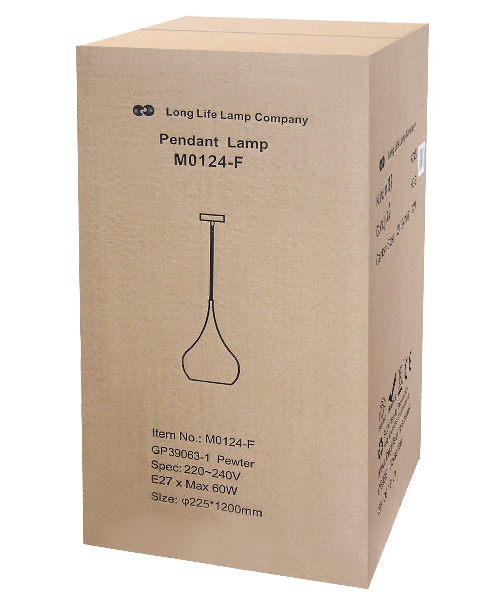 Modern Teardrop Ceiling Pendant Light Grey Pewter Lampshade Retro Brushed Metal - Energy Light Bulbs - Free delivery on all orders