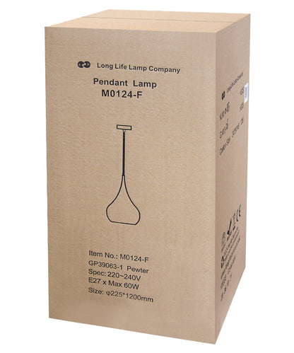 Modern Teardrop Ceiling Pendant Light Grey Pewter Lampshade Retro Brushed Metal - Energy Light Bulbs - Free delivery on all orders