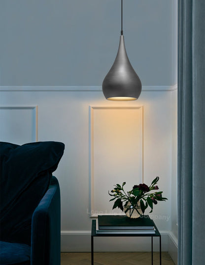 Modern Teardrop Ceiling Pendant Light Grey Pewter Lampshade Retro Brushed Metal - Energy Light Bulbs - Free delivery on all orders